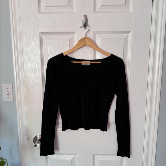 VINTAGE Black mesh sparkly top - Picture 1 of 5